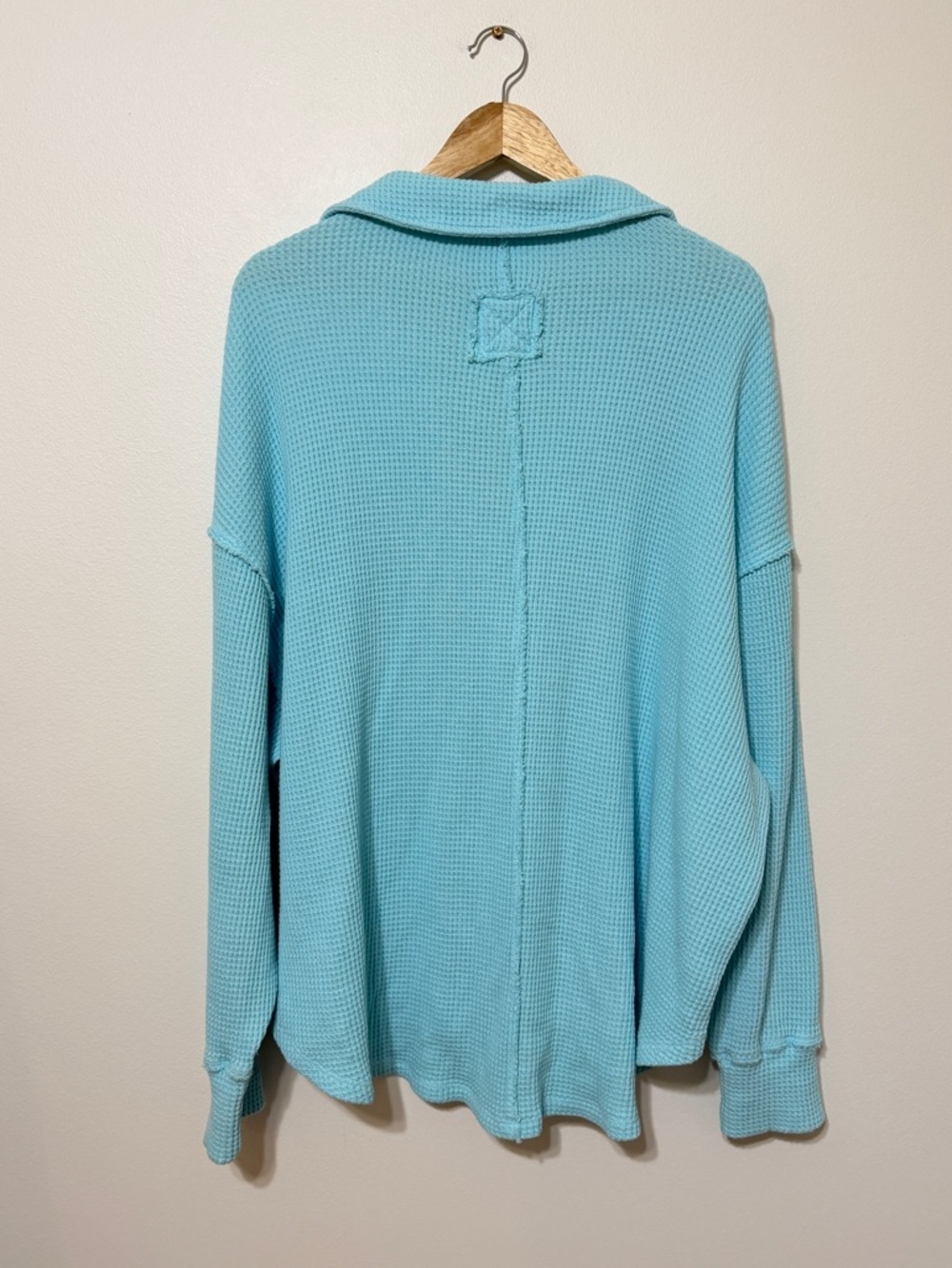 Aerie LumberJane Waffle Polo Sweatshirt Size XL Blue - Picture 6 of 6